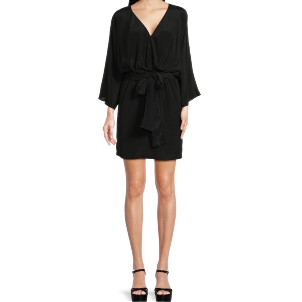 Black Kooples Kimono dress with tie front detail Size 3 Large EUC